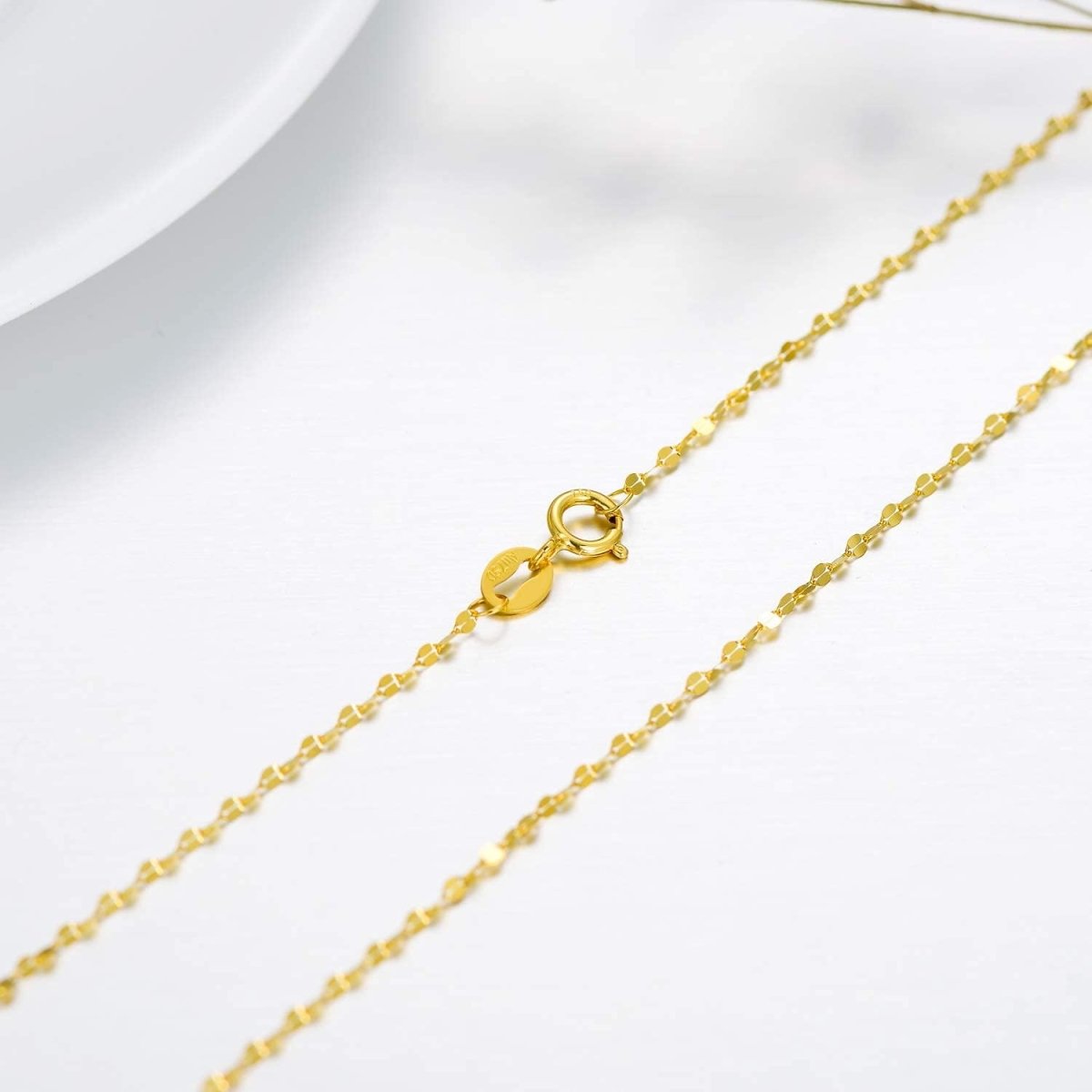 10K Yellow Gold Italian Mirror Link Chain Necklace | Dainty & Elegant - Yourstylesite