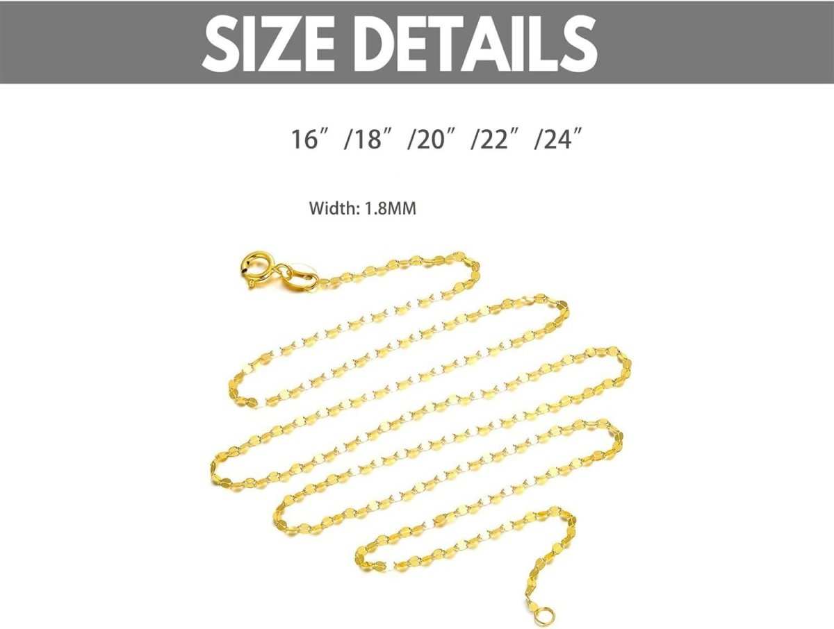 10K Yellow Gold Italian Mirror Link Chain Necklace | Dainty & Elegant - Yourstylesite