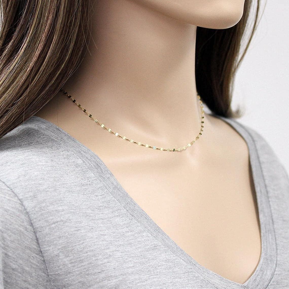 10K Yellow Gold Italian Mirror Link Chain Necklace | Dainty & Elegant - Yourstylesite