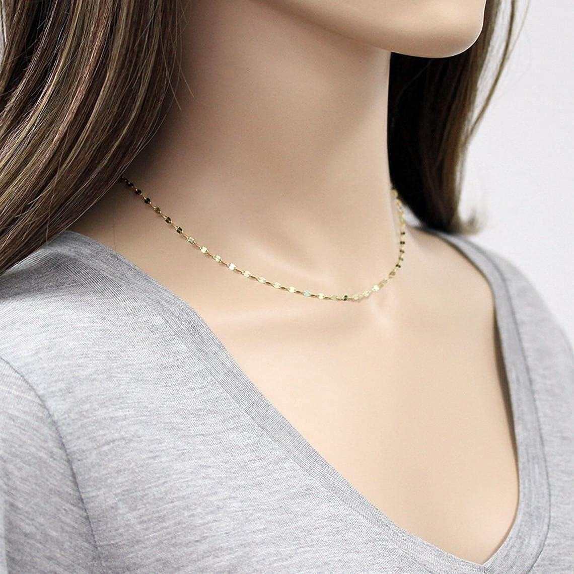 10K Yellow Gold Italian Mirror Link Chain Necklace | Dainty & Elegant - Yourstylesite