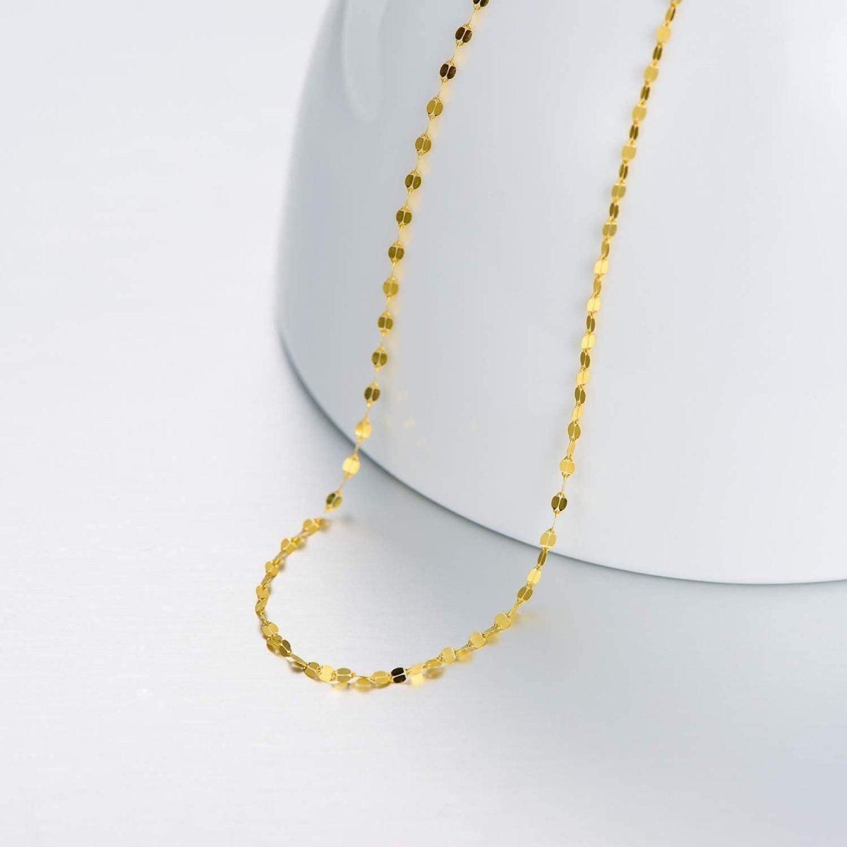 10K Yellow Gold Italian Mirror Link Chain Necklace | Dainty & Elegant - Yourstylesite