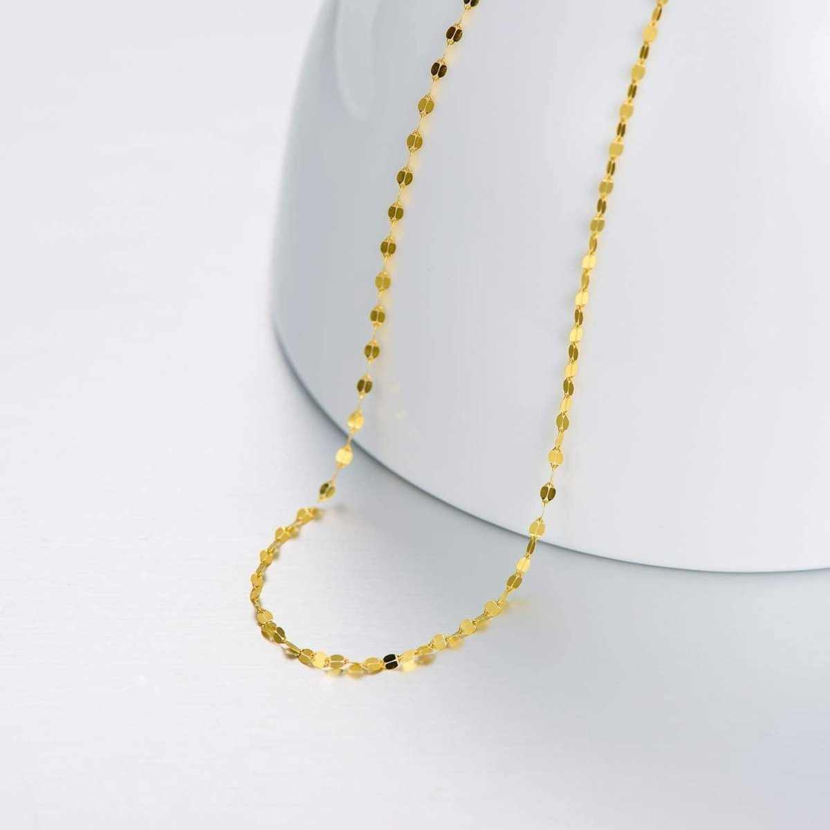10K Yellow Gold Italian Mirror Link Chain Necklace | Dainty & Elegant - Yourstylesite