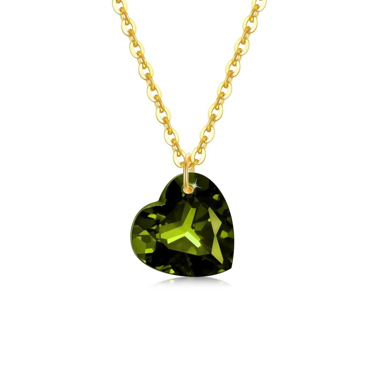 14K Gold Heart Peridot Pendant Necklace - Yourstylesite