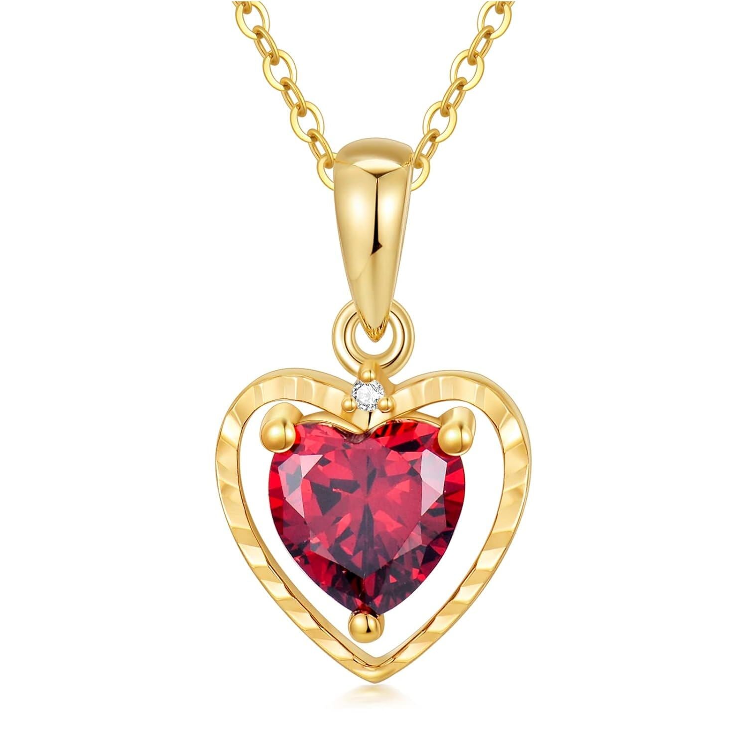 14K Gold Heart Peridot Pendant Necklace
