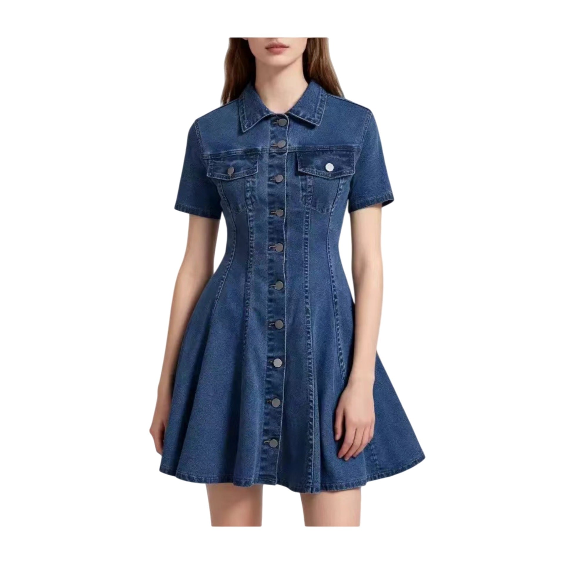 Classic Blue Denim Dress ? Trendy Casual Outfit