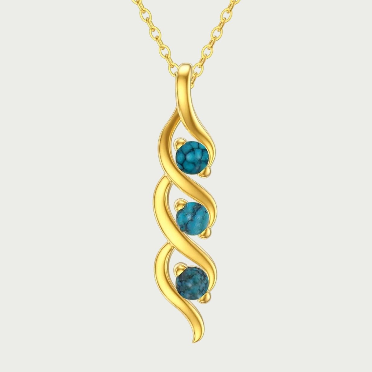 Adjustable 14K Gold Turquoise Infinity Pendant Necklace - Yourstylesite
