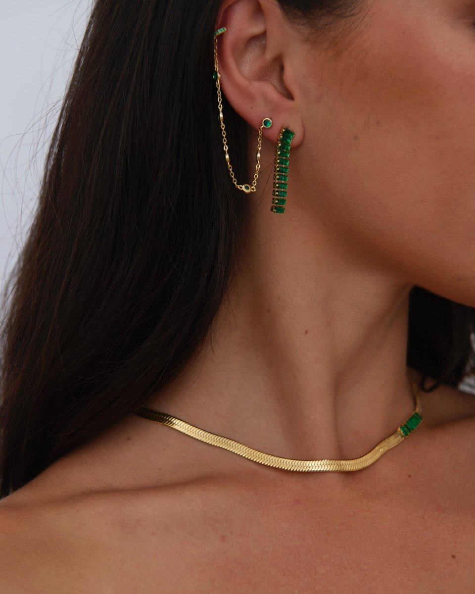 Alessia Emerald Glow CZ Drop Earrings - Yourstylesite