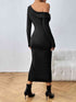 Bold Cut Slit Neckline Dress - Yourstylesite