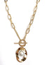 Bold Luxe Link Necklace with Simulated Pearl Accent - Yourstylesite
