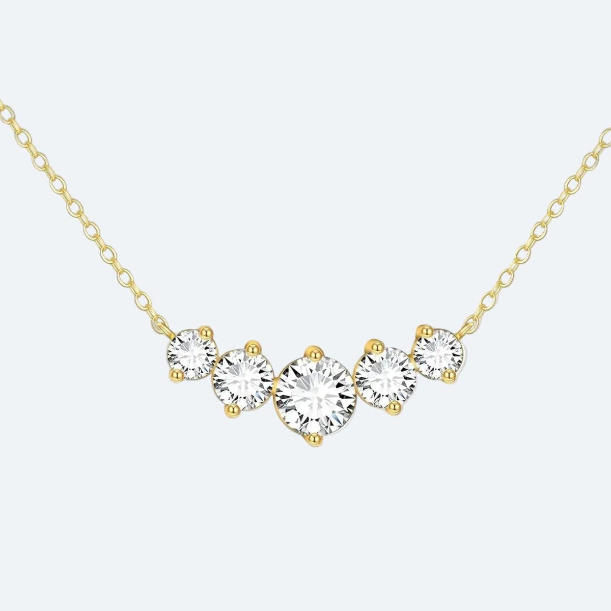 Classic 14K Gold Round Cut Moissanite Pendant Necklace - Yourstylesite