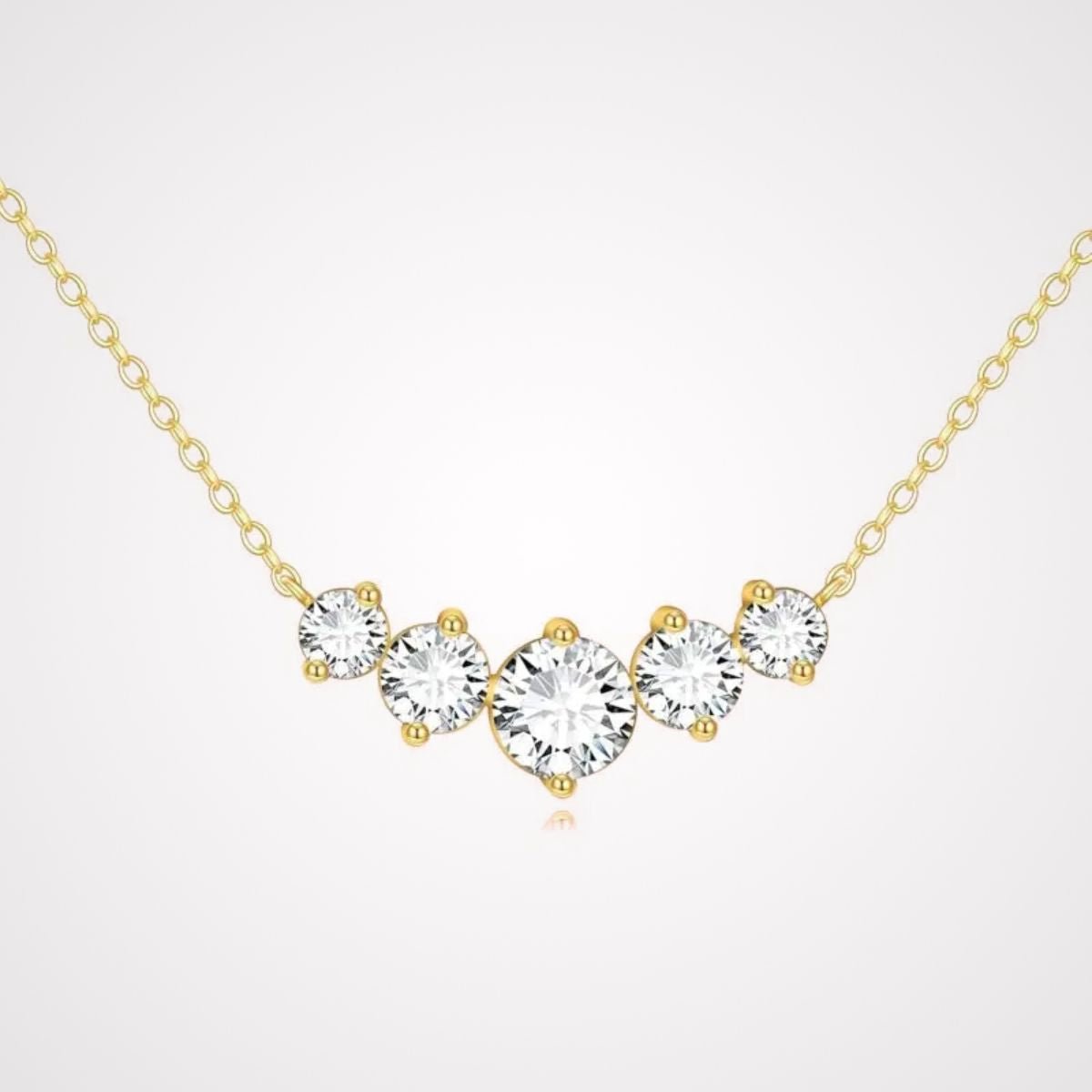 Classic 14K Gold Round Cut Moissanite Pendant Necklace - Yourstylesite