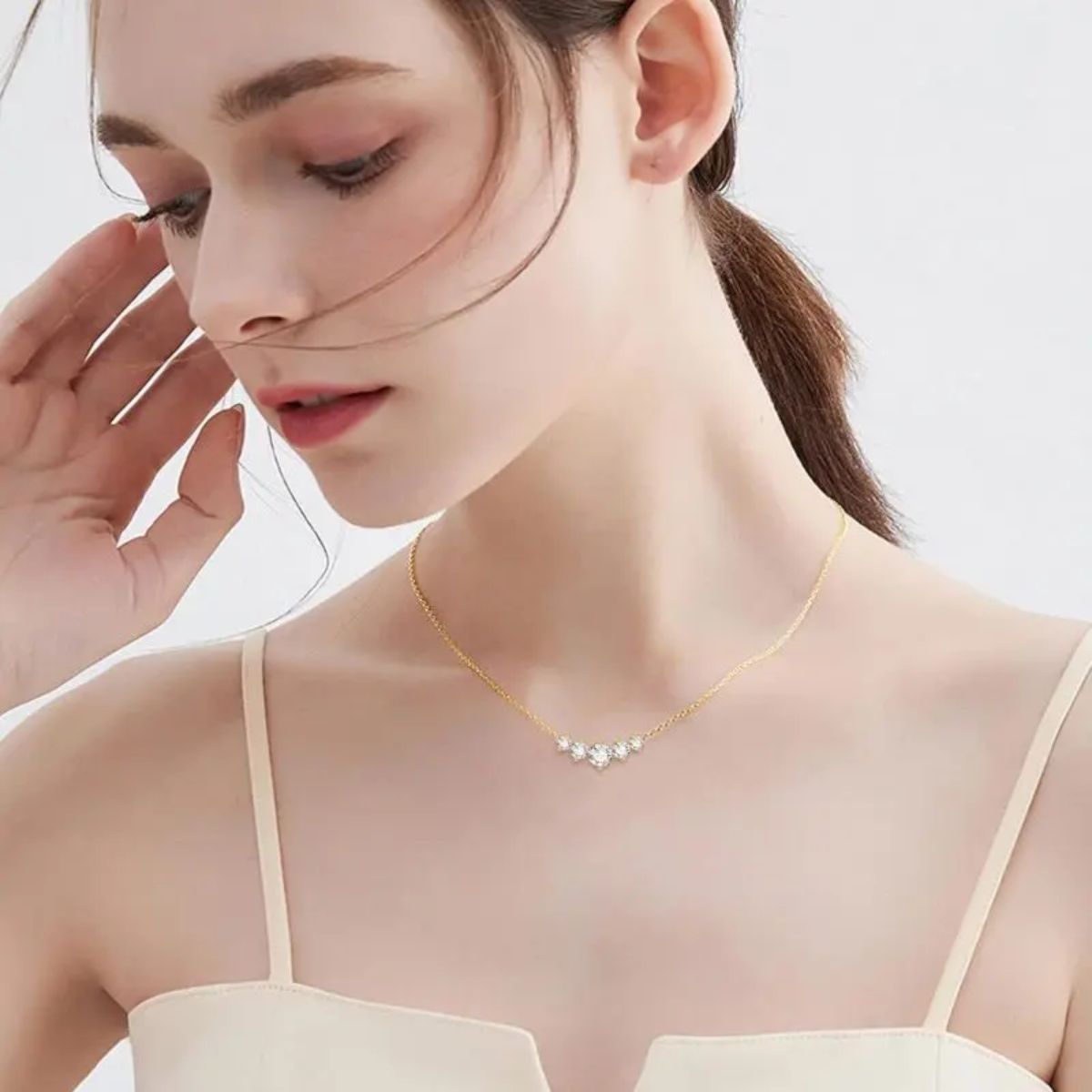 Classic 14K Gold Round Cut Moissanite Pendant Necklace - Yourstylesite