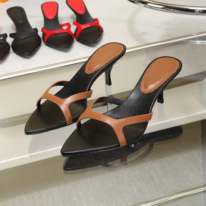 Classic Matte Leather Slides - Genuine Leather for Women - Yourstylesite
