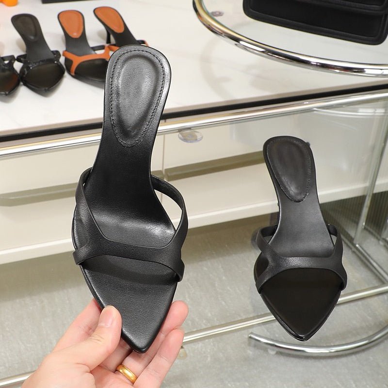 Classic Matte Leather Slides - Genuine Leather for Women - Yourstylesite