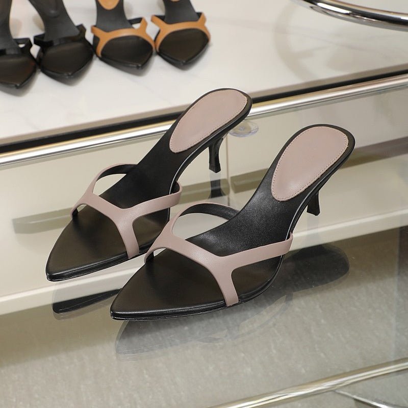 Classic Matte Leather Slides - Genuine Leather for Women - Yourstylesite