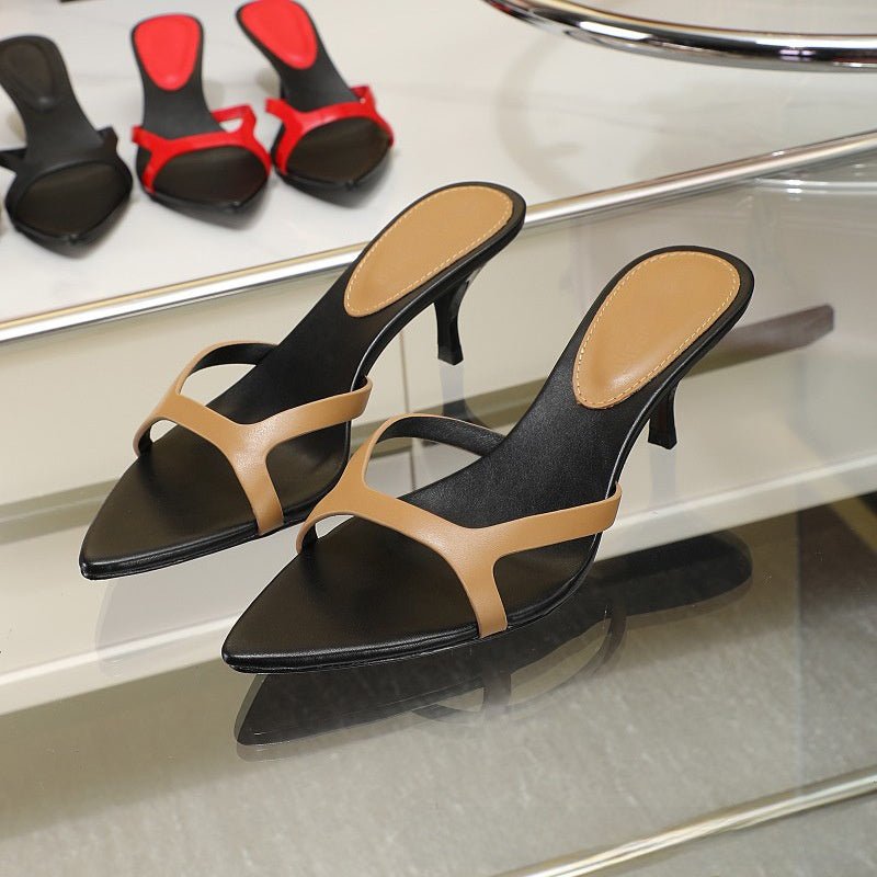 Classic Matte Leather Slides - Genuine Leather for Women - Yourstylesite