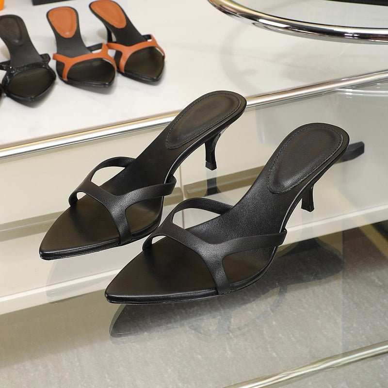 Classic Matte Leather Slides - Genuine Leather for Women - Yourstylesite
