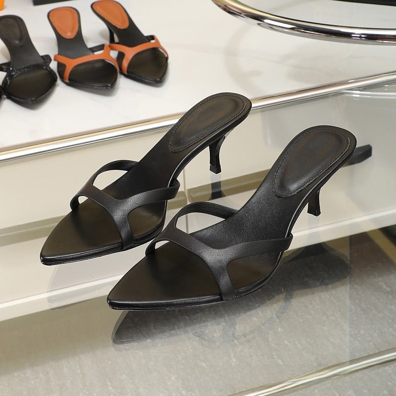 Classic Matte Leather Slides - Genuine Leather for Women - Yourstylesite