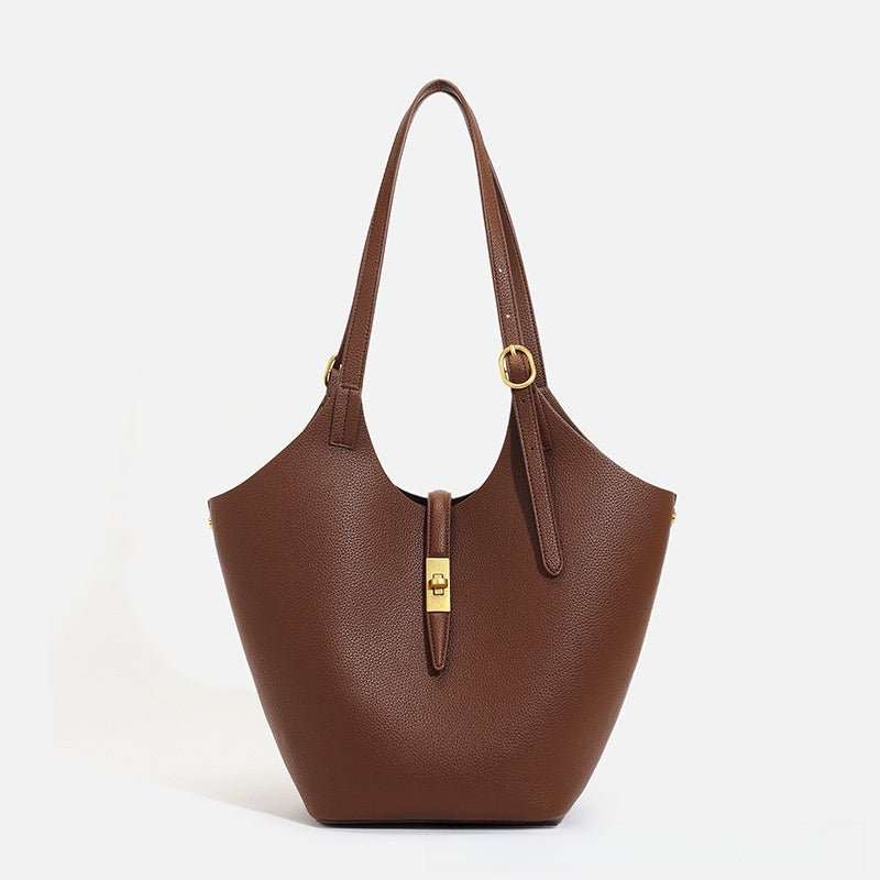Classic Women’s Tote Bag in black PU leather showing spacious multi-compartment interior