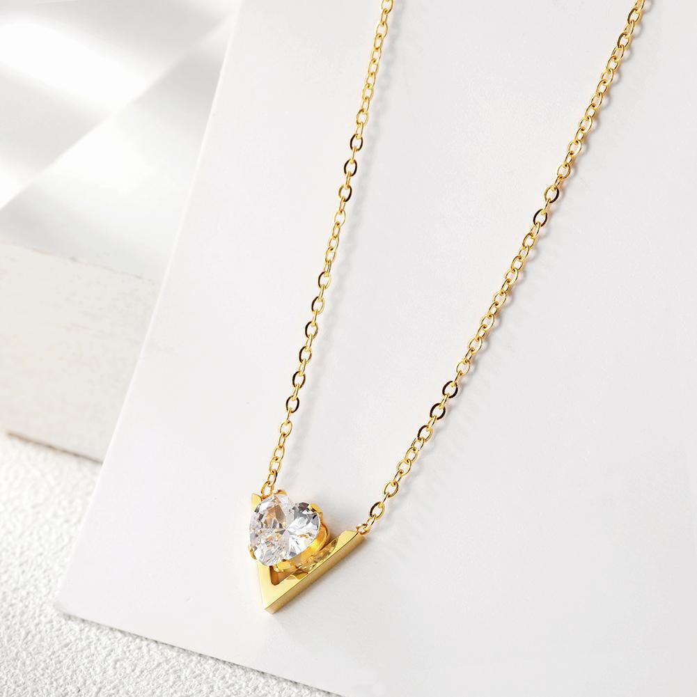 Dazzling CZ V - Shape Pendant Necklace Set - Yourstylesite