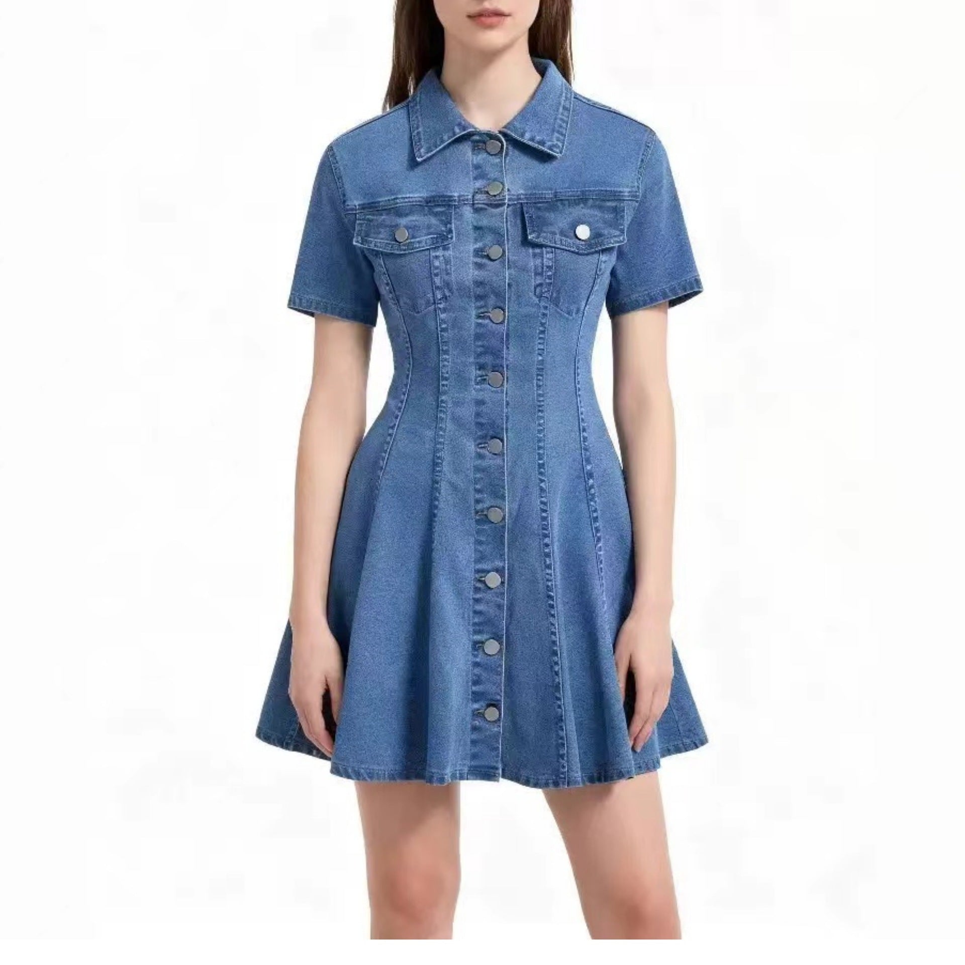 Classic Blue Denim Dress ? Trendy Casual Outfit
