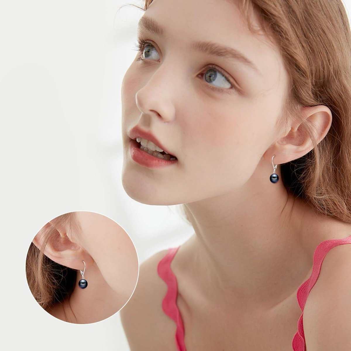 Elegant 14K Gold Black Pearl Leverback Drop Earrings for Women - Yourstylesite