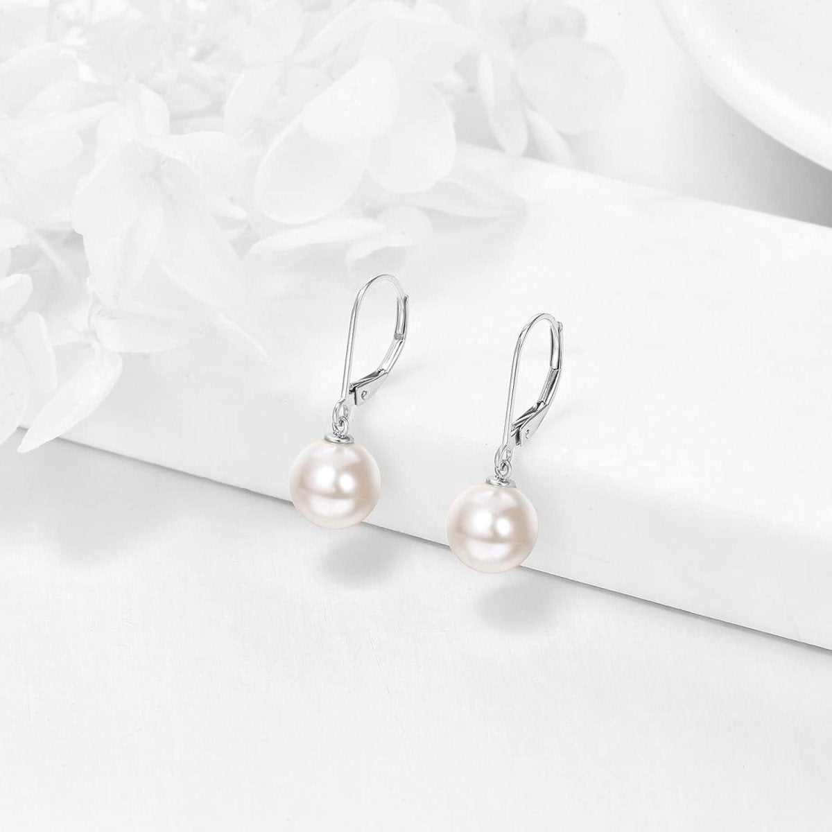 Elegant 14K Gold Black Pearl Leverback Drop Earrings for Women - Yourstylesite