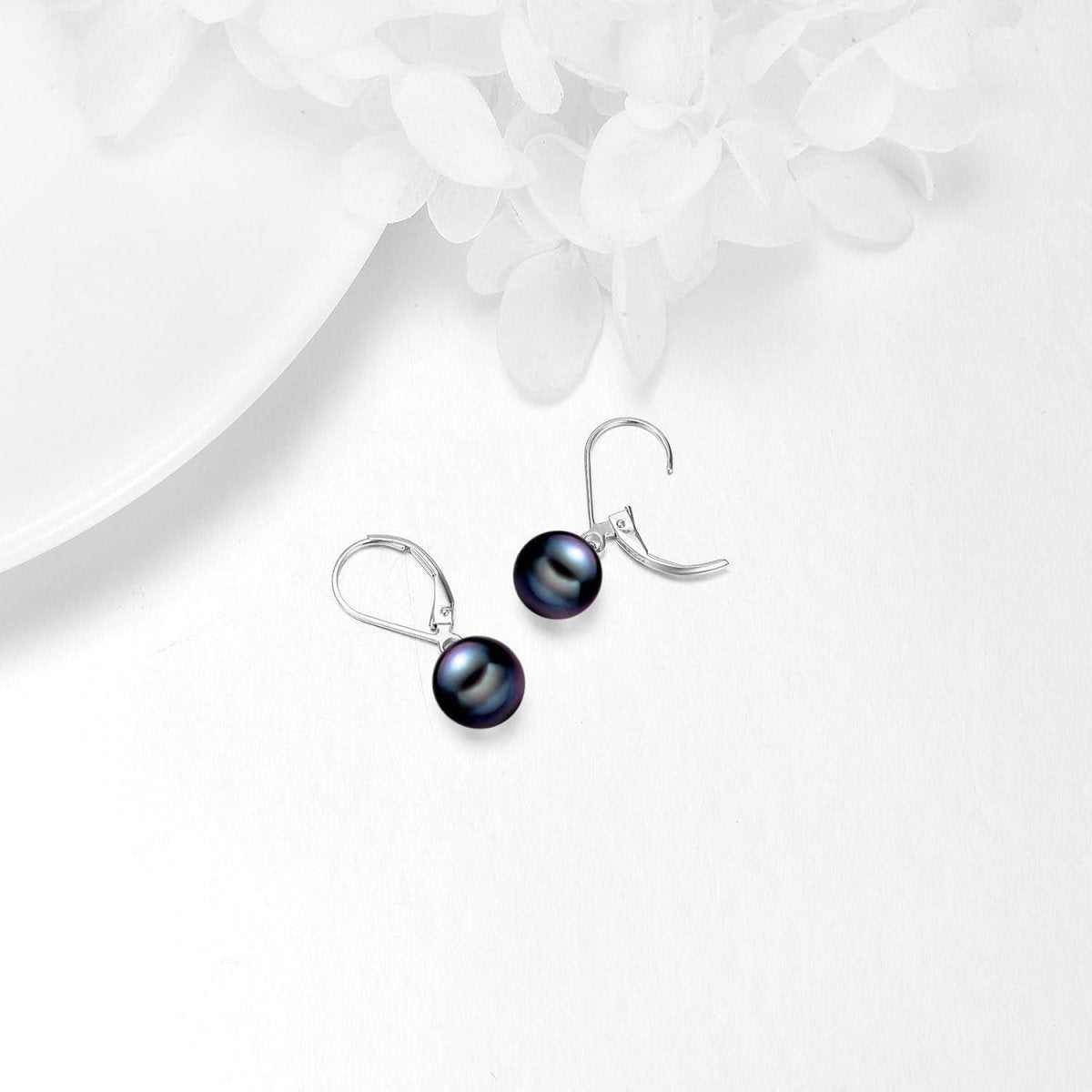 Elegant 14K Gold Black Pearl Leverback Drop Earrings for Women - Yourstylesite