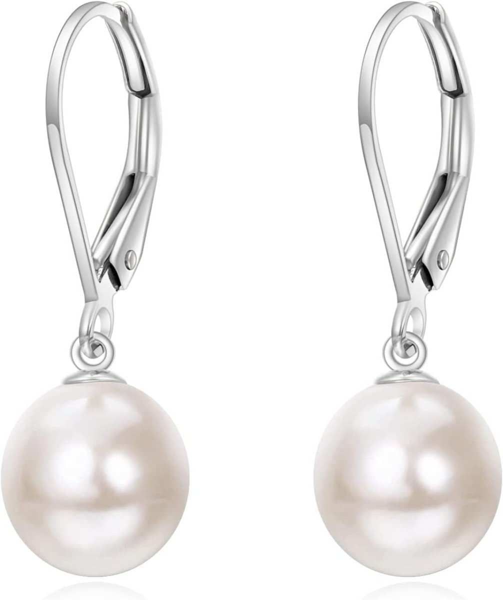 Elegant 14K Gold Black Pearl Leverback Drop Earrings for Women - Yourstylesite