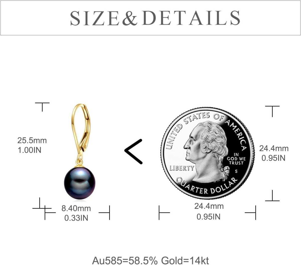 Elegant 14K Gold Black Pearl Leverback Drop Earrings for Women - Yourstylesite