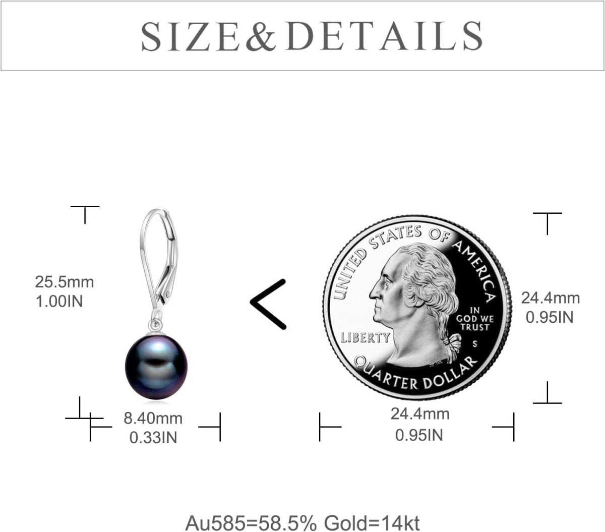 Elegant 14K Gold Black Pearl Leverback Drop Earrings for Women - Yourstylesite