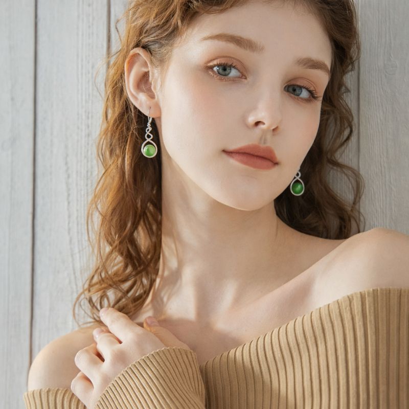 Elegant 925 Sterling Silver Natural Stone Drop Earrings - Yourstylesite