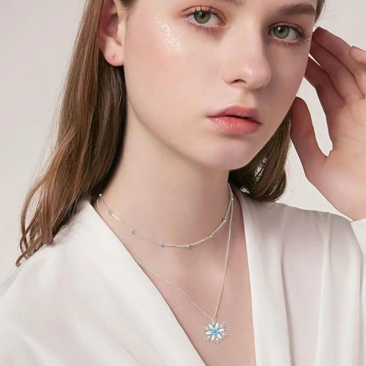 Elegant 925 Sterling Silver Snowflake Double Necklace - Yourstylesite