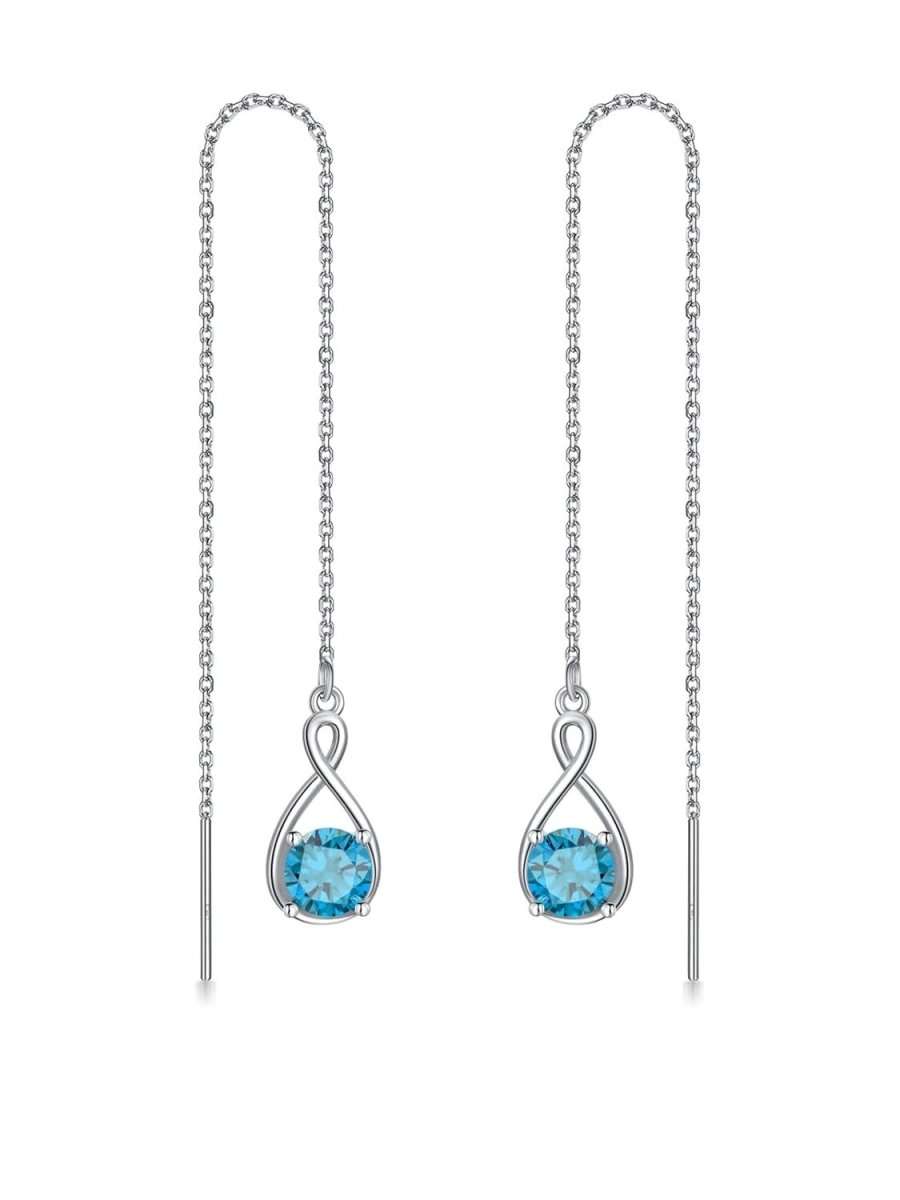 Elegant 925 sterling silver zircon drop earrings with infinity design