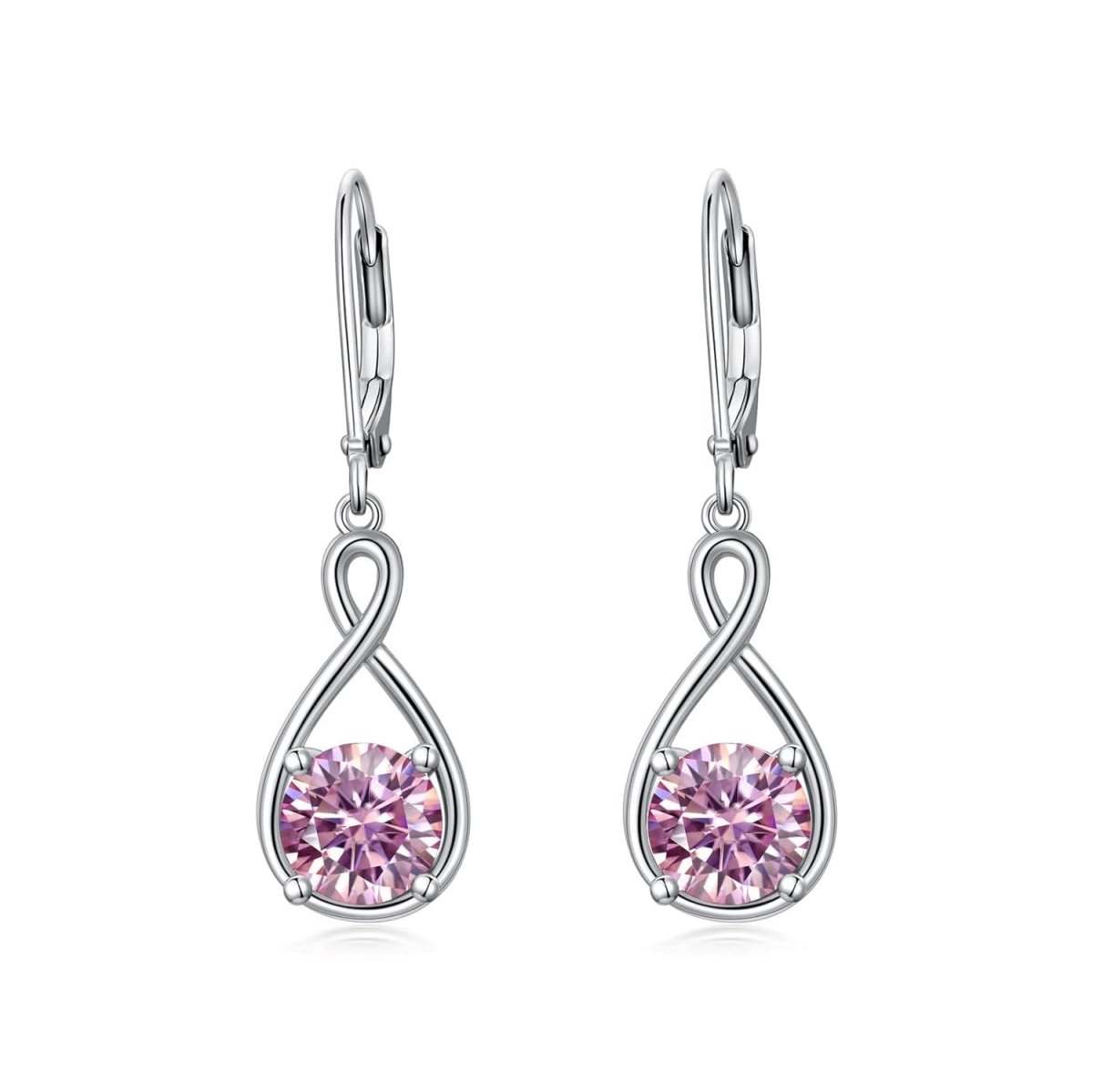 Elegant 925 sterling silver zircon drop earrings with infinity design