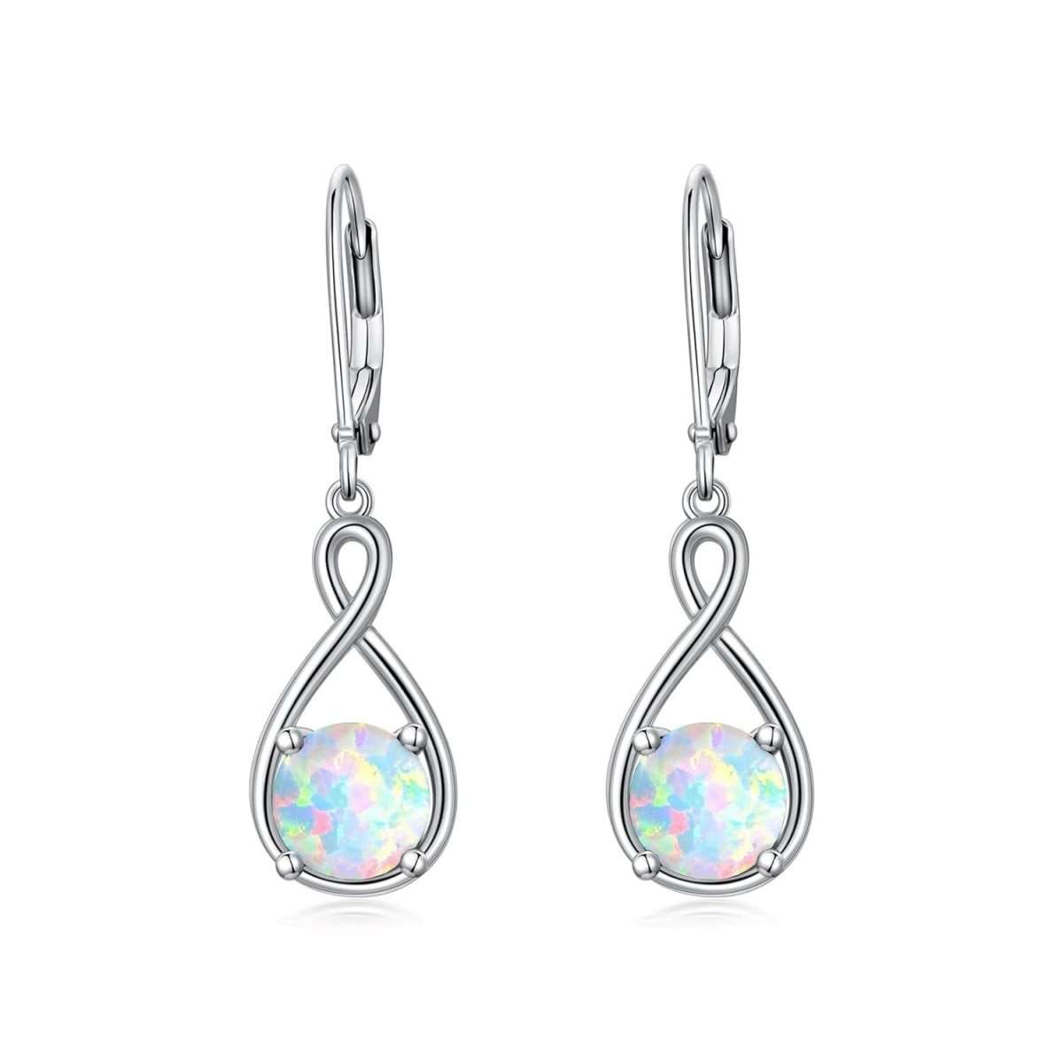 Elegant 925 sterling silver zircon drop earrings with infinity design