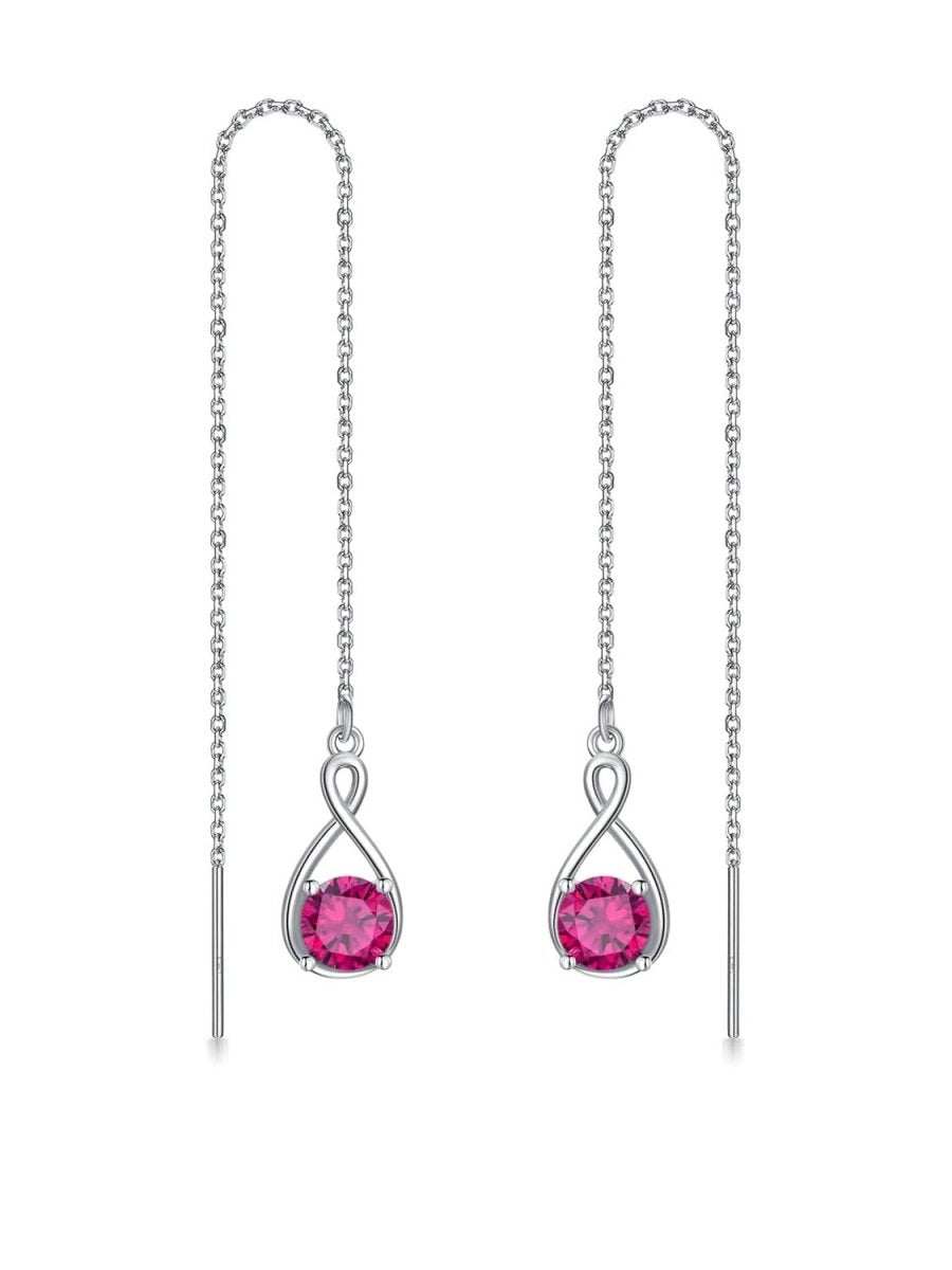 Elegant 925 sterling silver zircon drop earrings with infinity design
