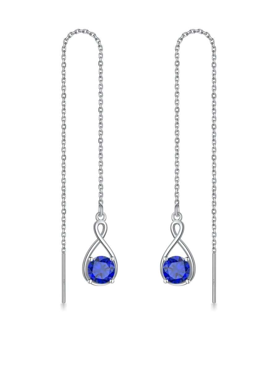 Elegant 925 sterling silver zircon drop earrings with infinity design