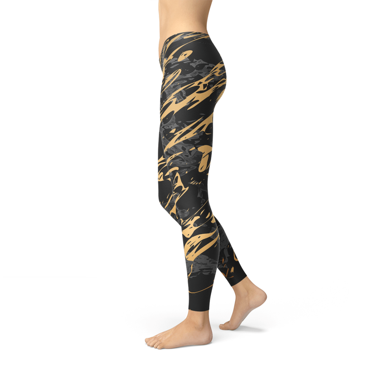 Elegant Black & Gold Splash Leggings - Yourstylesite