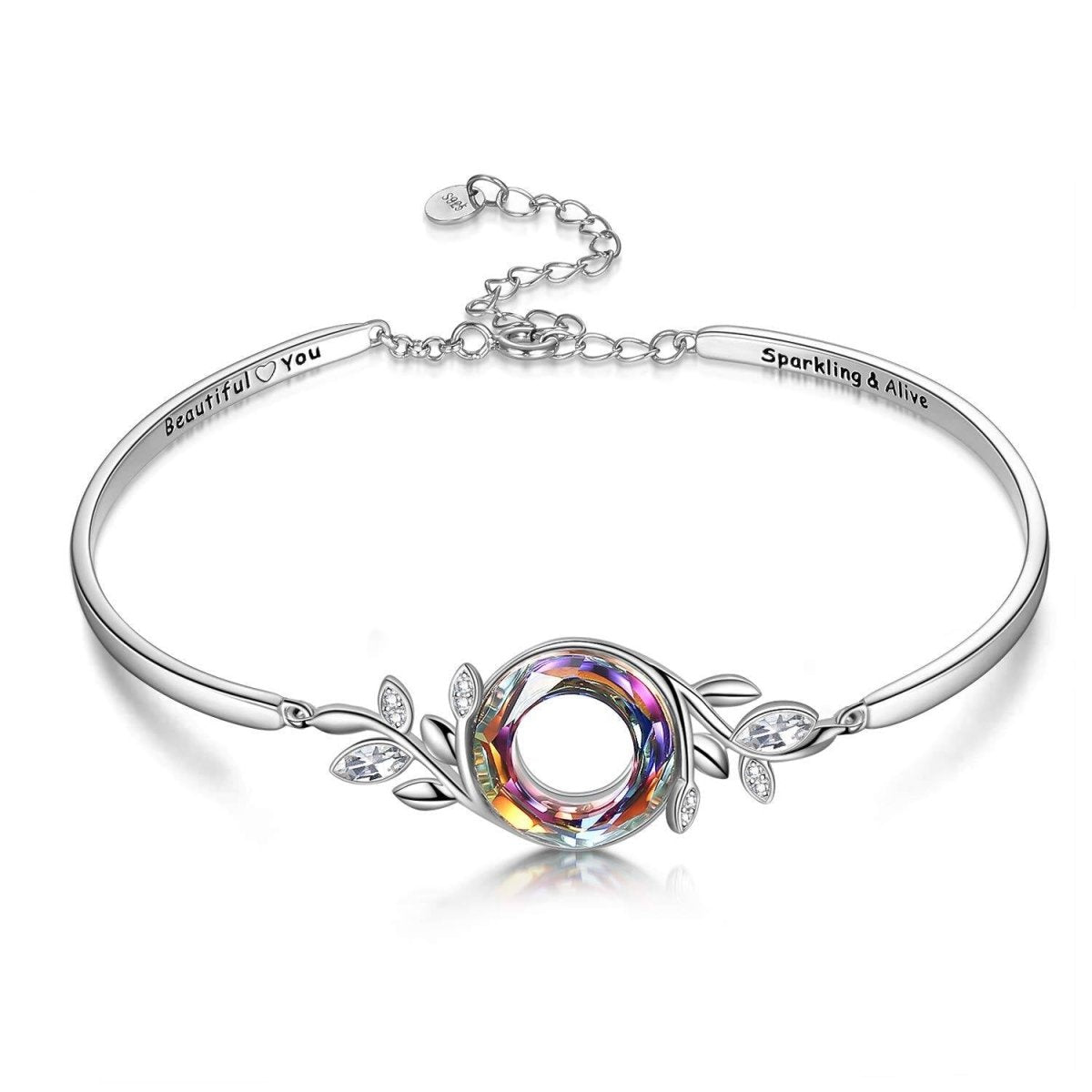 Elegant Crystal Flower Bracelet – 925 Silver Adjustable Cuff - Yourstylesite