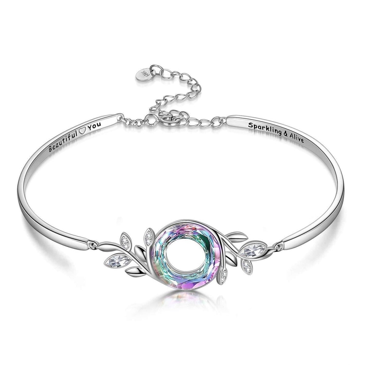 Elegant Crystal Flower Bracelet – 925 Silver Adjustable Cuff - Yourstylesite