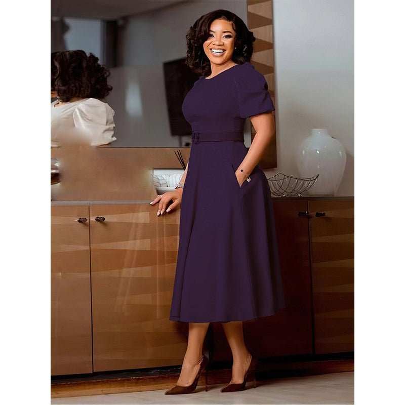 Versatile all-season day dress for women, shown with spring accessories