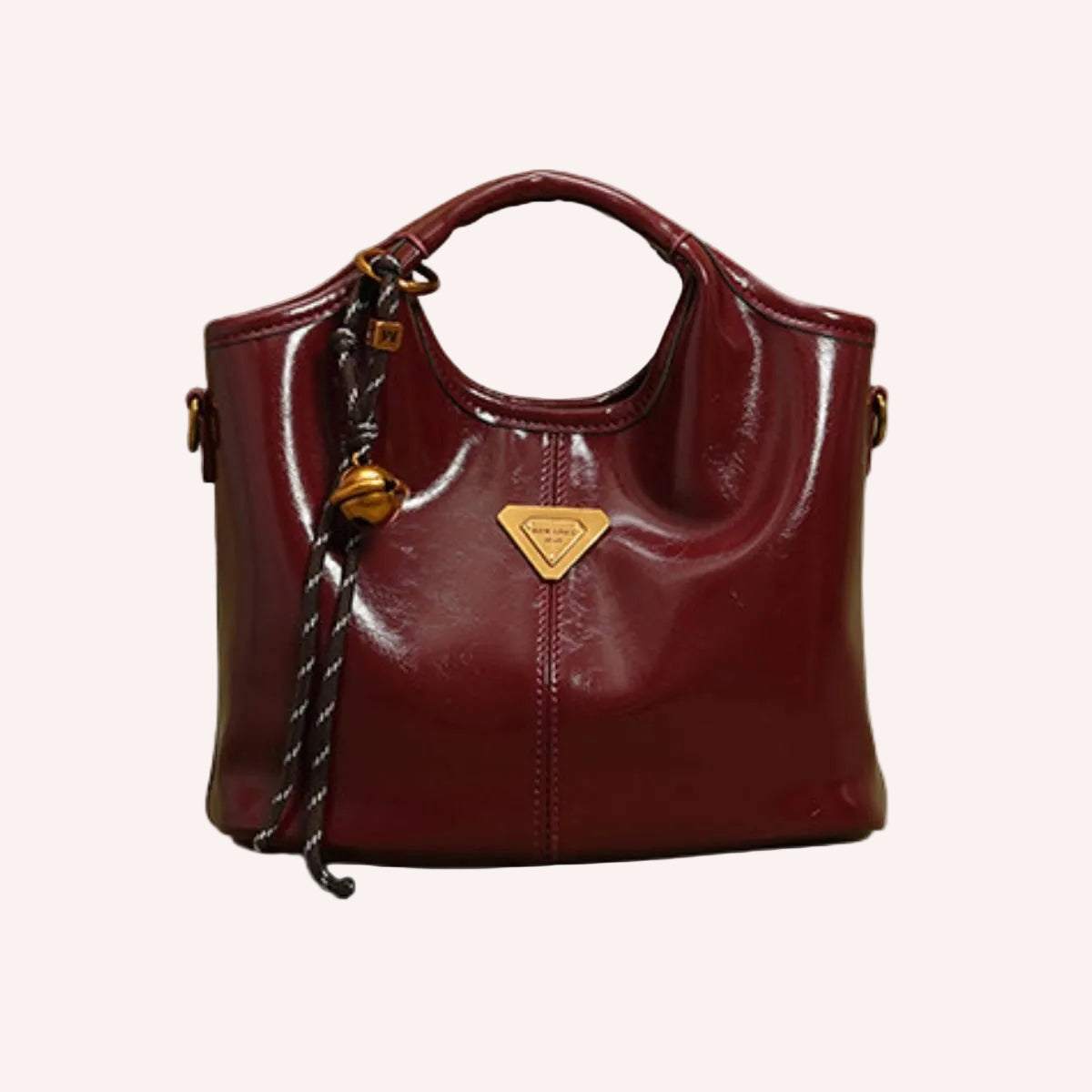 Elegant PU Leather Women’s Tote Bag in beige with dual handles and large open compartment, studio background