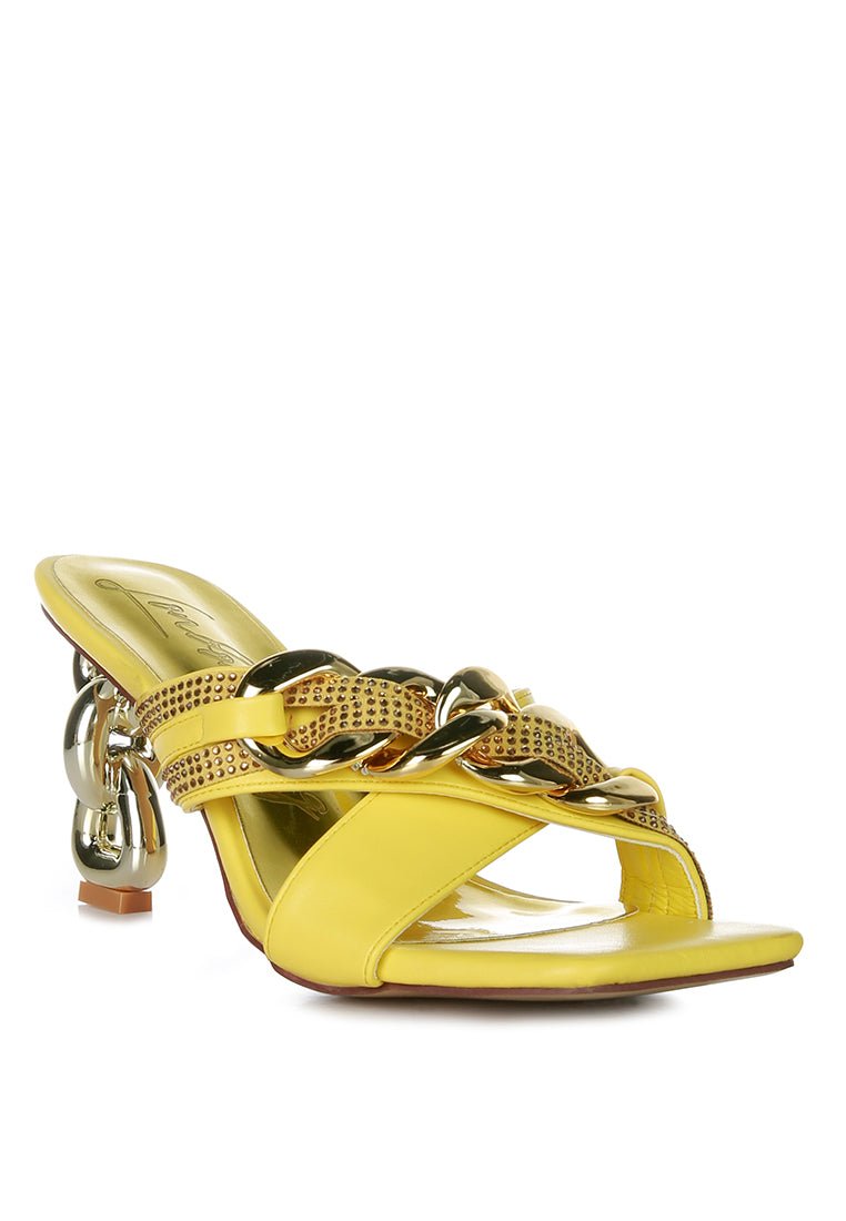 Evelane Rhinestone Chain Metallic Sandals - Yourstylesite
