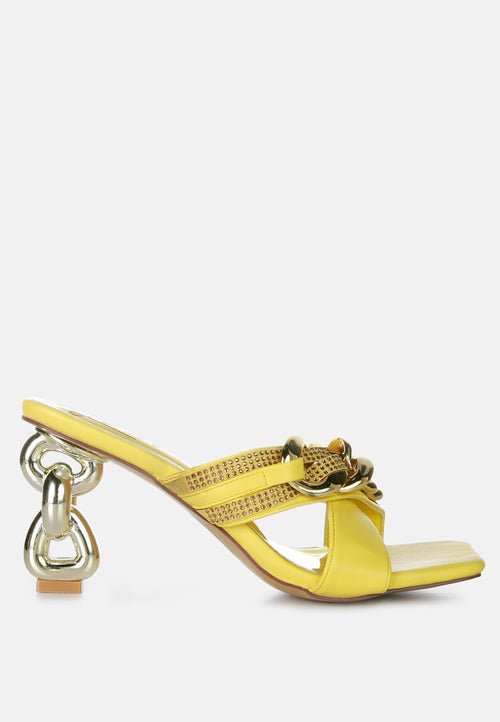Evelane Rhinestone Chain Metallic Sandals - Yourstylesite