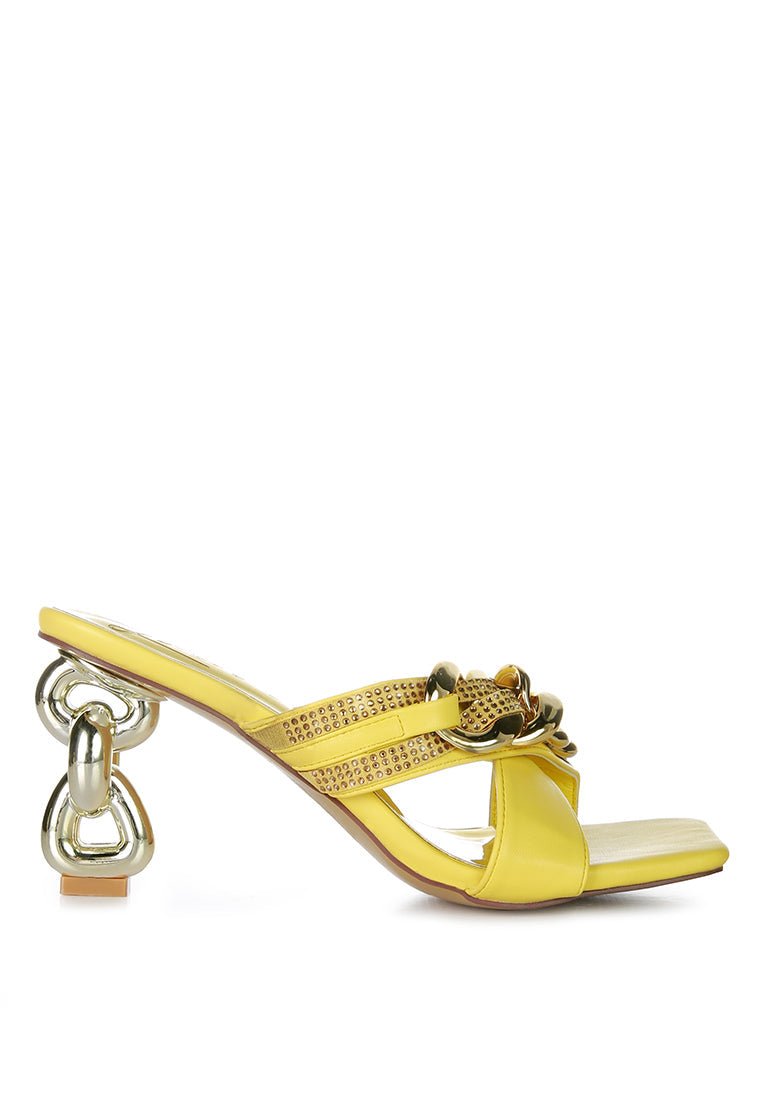 Evelane Rhinestone Chain Metallic Sandals - Yourstylesite