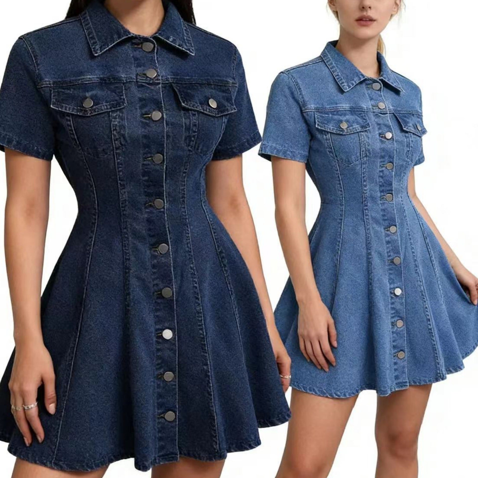 Classic Blue Denim Dress ? Trendy Casual Outfit