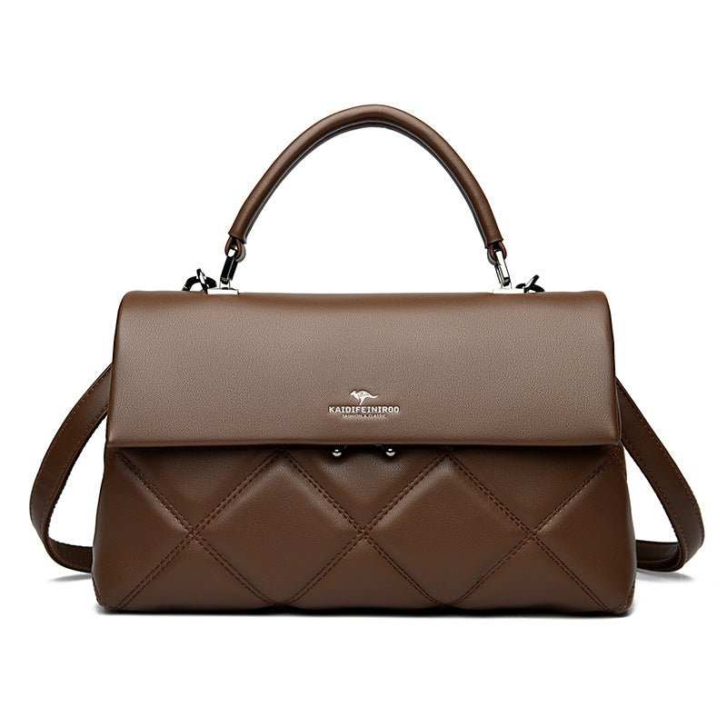 PU Leather Handbag for women, rear pocket and hardware detail, ideal for work or daily essentials