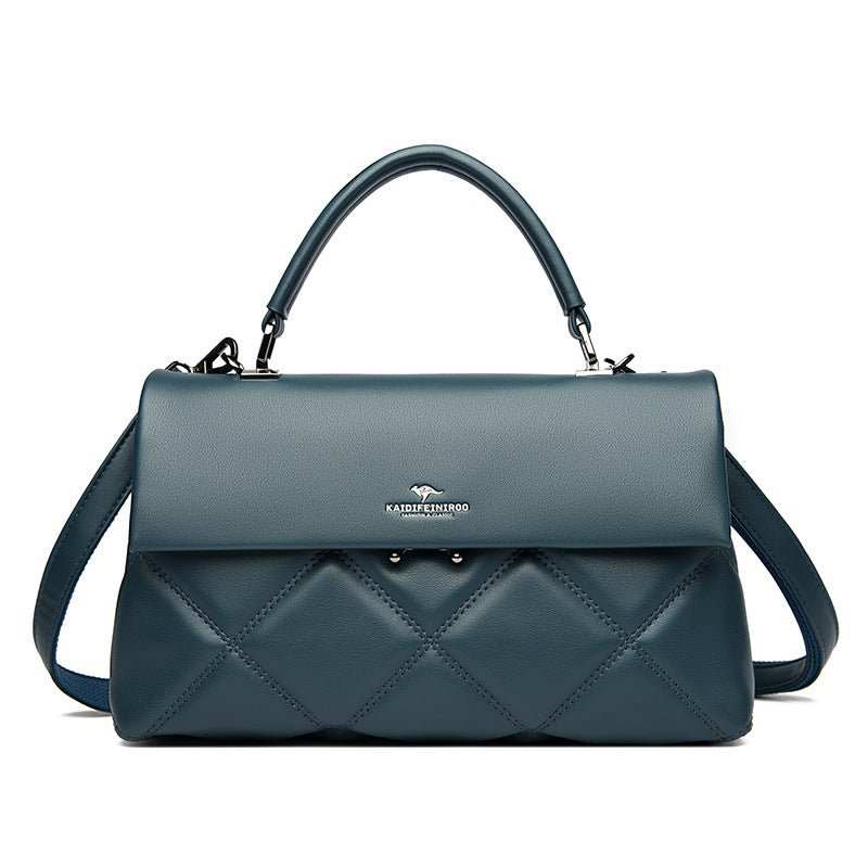 PU Leather Urban Handbag, detail of metal zipper and minimalist hardware for city-ready style