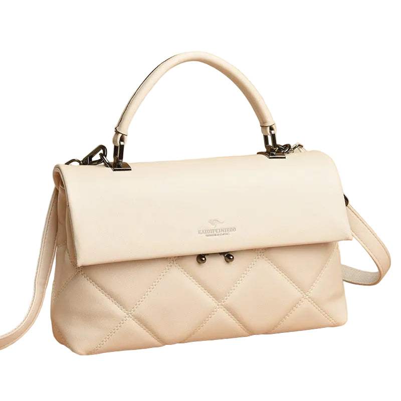 Urban PU Leather Handbag, angled side profile, featuring adjustable shoulder strap and minimalist design